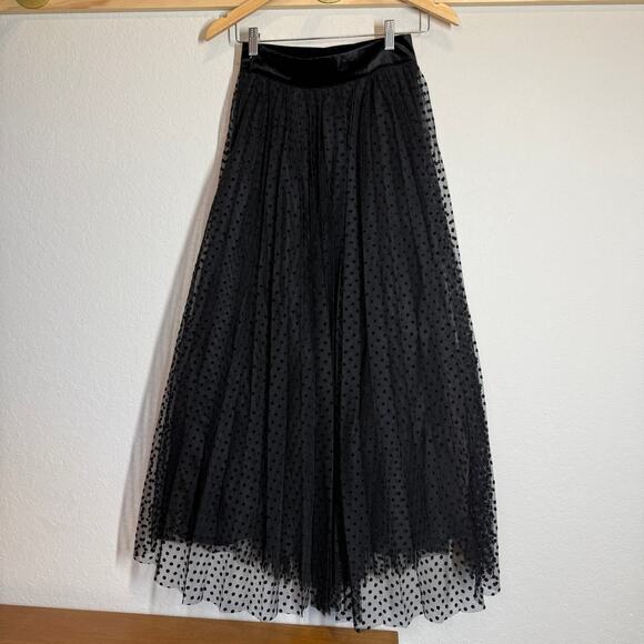 Women's Exquise Tulle Black Polka Dot Midi Arlo Skirt Size Size 2 NEW - Picture 11 of 12